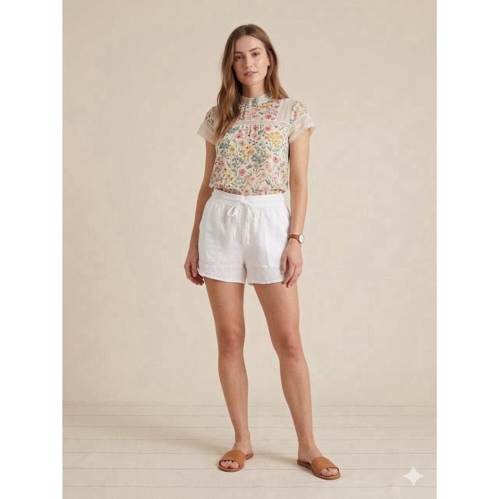 Soft Joie White Linen Blend Lined Shorts - Size M - Coastal Quiet Luxury Resort